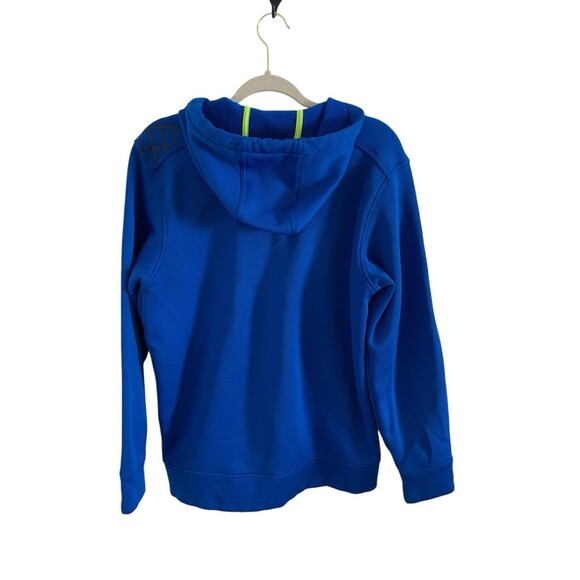 Adidas  Full Zip Hooded Sweatshirt Men's Size Large Royal Blue Neon Yellow Trim - Picture 4 of 11